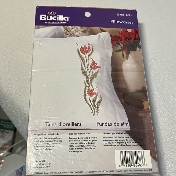 Floral Embroidered pillow cases. Hand cross stitched. Cotton/Polyester. New - Picture 7 of 7